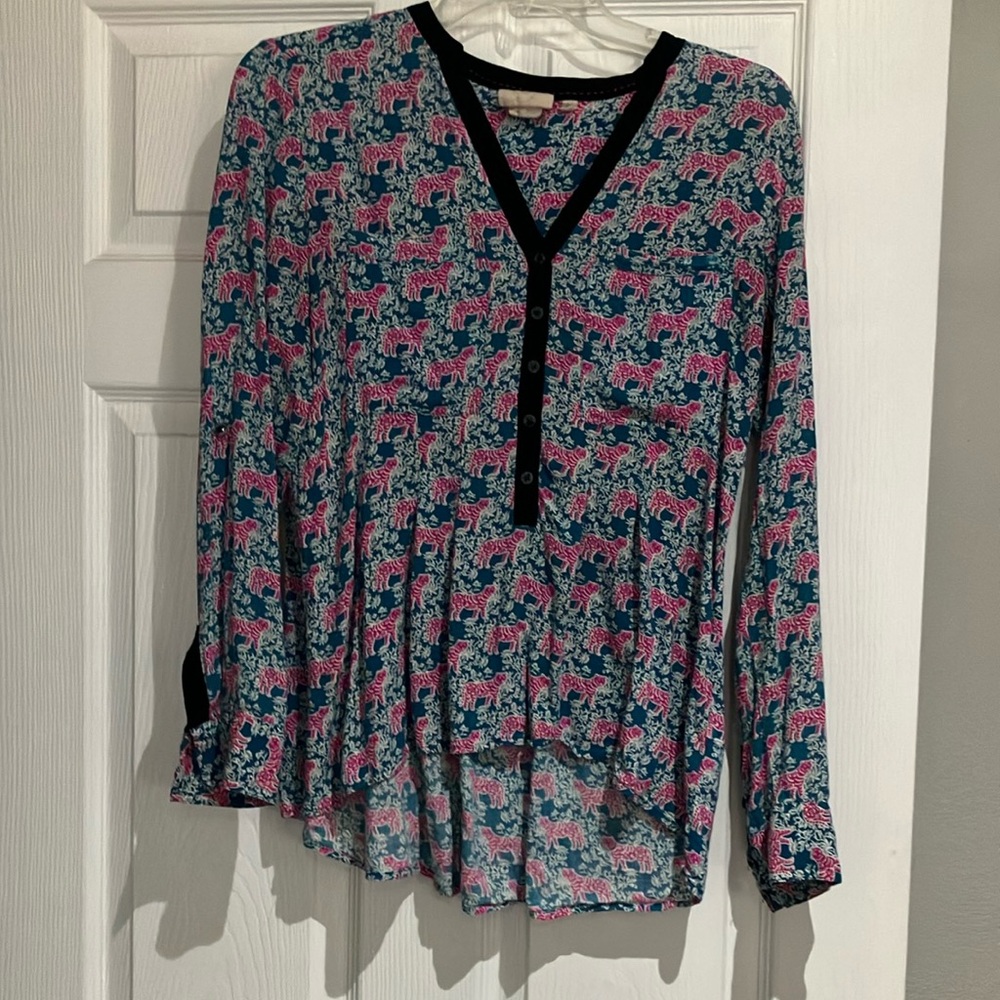 Women's Multicolor V-Neck Top